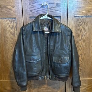 SOLD San Diego Leather Company Dark Brown Leather Bomber Jacket